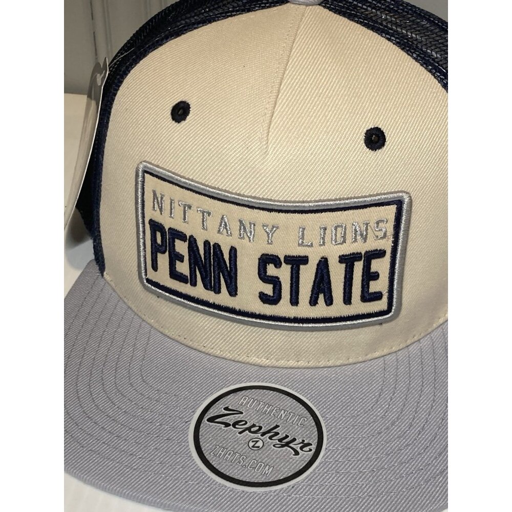 Penn State University Nittany Lions Gray / Beige Trucker Cap Hat SnapBack New - Picture 2 of 8